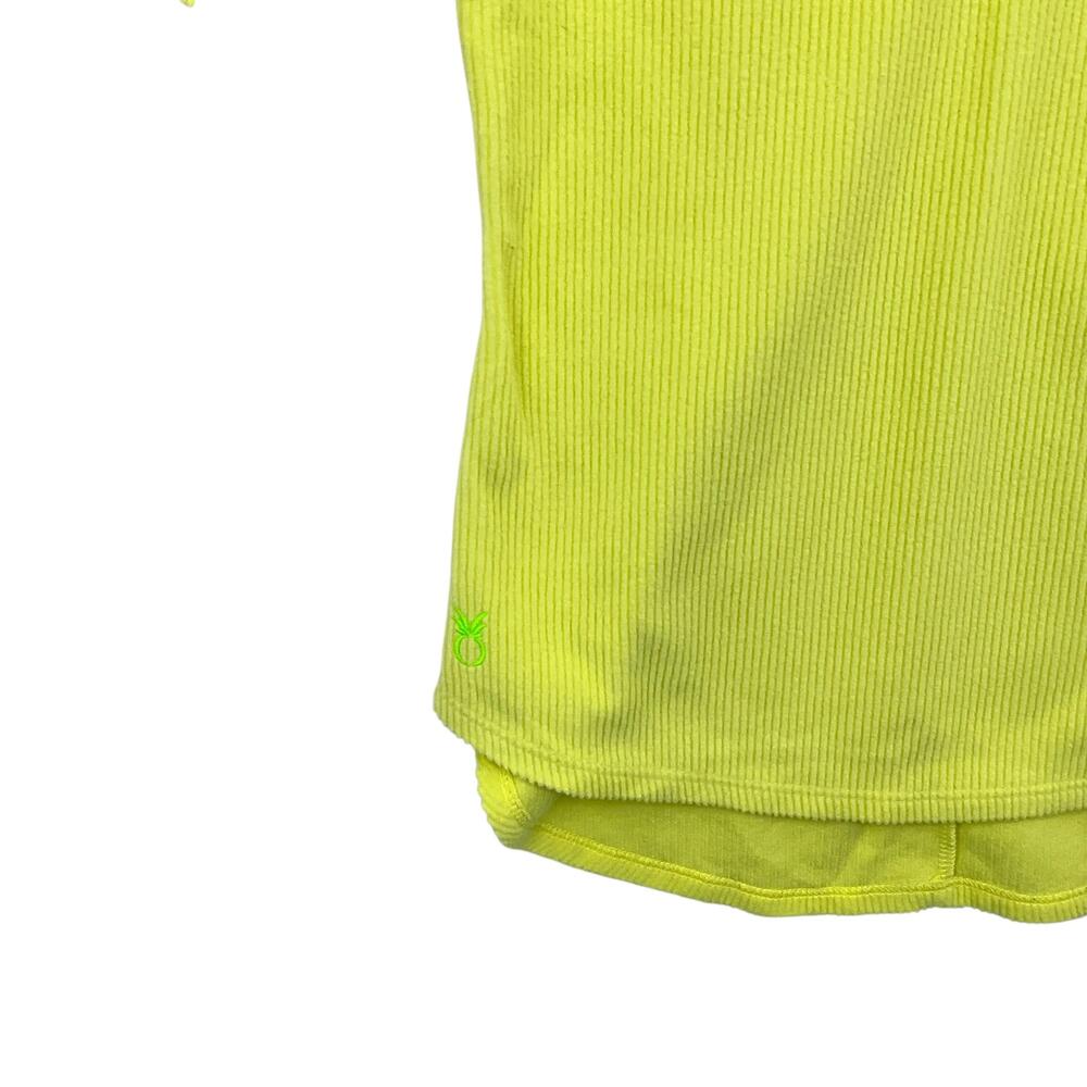 NWT Dudley Stephens College Shirt Womens XS Soft Yellow Ribbed Fleece Top Neon - Picture 4 of 15